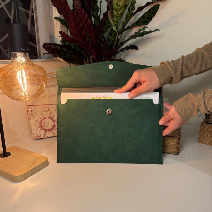 Green Leather Document Folder
